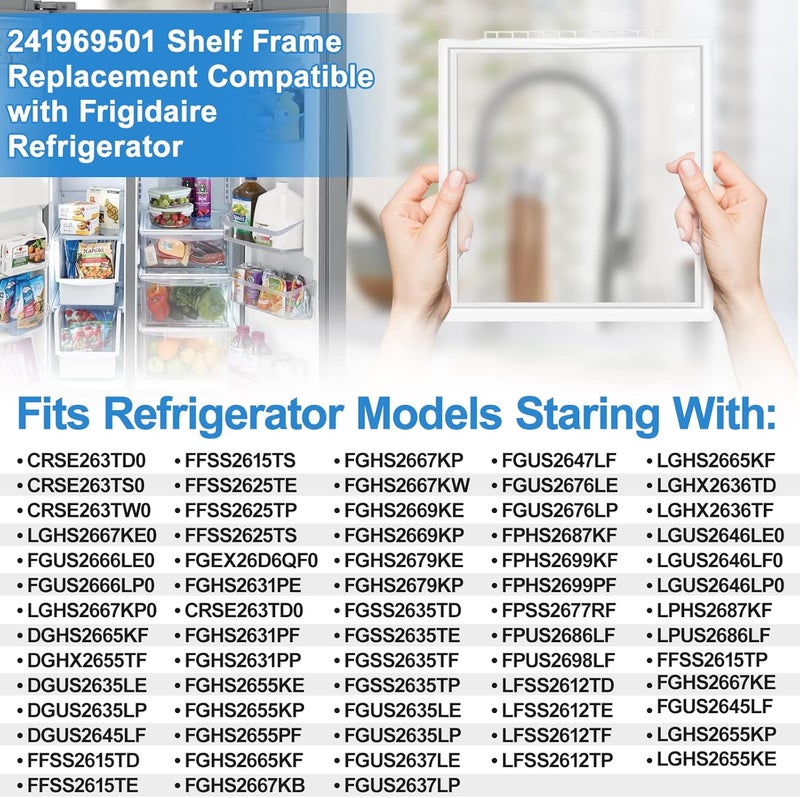 Alvar Upgraded 241969501 Shelf Frame without Glass Refrigerator Compatible with Frigidaire Shelf Replacement Parts Frigidaire Gallery Shelf Replacement LFSS2612TF0 FGHS2631PF4A FFSS2615TS0 Drawer Shelves - Image 5